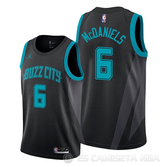 Camiseta Jalen Mcdaniels #6 Charlotte Hornets Ciudad Negro - Haga un click en la imagen para cerrar
